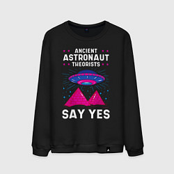 Свитшот хлопковый мужской Ancient Astronaut Theorist Say Yes, цвет: черный