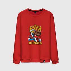 Свитшот хлопковый мужской Хоккей - Russia, цвет: красный