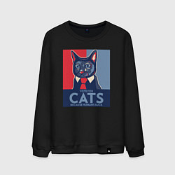 Свитшот хлопковый мужской Vote for cats, цвет: черный