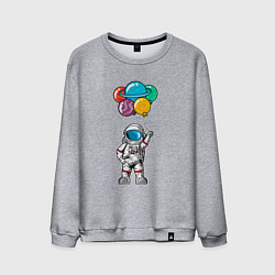 Свитшот хлопковый мужской Космонавт с шариками, цвет: меланж