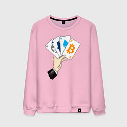 Свитшот хлопковый мужской Криптовалютные карты, цвет: светло-розовый