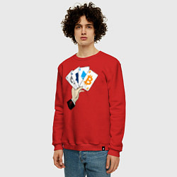 Свитшот хлопковый мужской Криптовалютные карты, цвет: красный — фото 2
