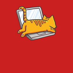 Свитшот хлопковый мужской Котик лежит на ноутбуке, цвет: красный — фото 2