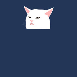 Свитшот хлопковый мужской Белый кот из мема, цвет: тёмно-синий — фото 2