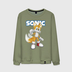 Свитшот хлопковый мужской Майлз Тейлз Прауэр Sonic Видеоигра, цвет: авокадо
