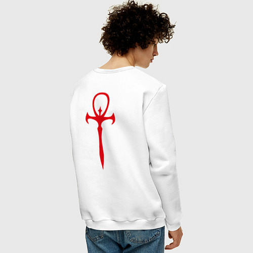 Мужской свитшот The Masquerade Bloodhunt Red Emblem спина / Белый – фото 4