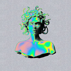 Свитшот хлопковый мужской Gorgon Medusa Vaporwave Neon, цвет: меланж — фото 2