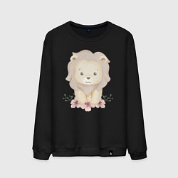 Мужской свитшот Милый Львёнок С Цветами
