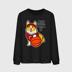 Свитшот хлопковый мужской JUST DUNK IT корги, цвет: черный