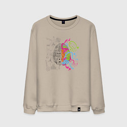 Свитшот хлопковый мужской Два полушария мозга, цвет: миндальный