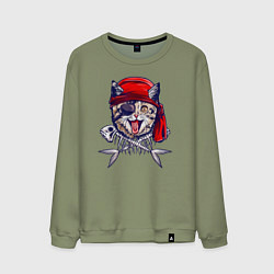 Мужской свитшот Кот пират и рыбьи кости