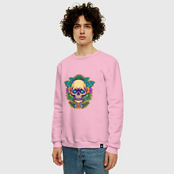 Свитшот хлопковый мужской Summer - Skull, цвет: светло-розовый — фото 2