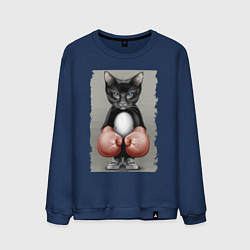 Мужской свитшот Крутой котяра в боксёрских перчатках Cool cat in b