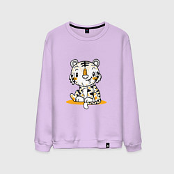 Свитшот хлопковый мужской ТИГРЕНОК НА ПОЗИТИВЕ, цвет: лаванда