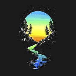 Свитшот хлопковый мужской Заходящее солнце отражается в ручье The setting su, цвет: черный — фото 2
