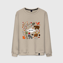 Свитшот хлопковый мужской SET OF FOREST ANIMALS, цвет: миндальный