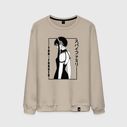 Свитшот хлопковый мужской Spy x Family Yor Forger со спины, цвет: миндальный
