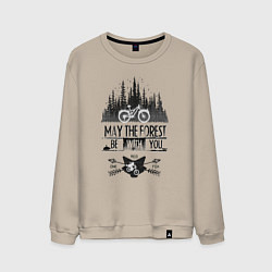 Свитшот хлопковый мужской May the forest ride with you, цвет: миндальный