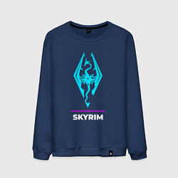 Свитшот хлопковый мужской Символ Skyrim в неоновых цветах, цвет: тёмно-синий