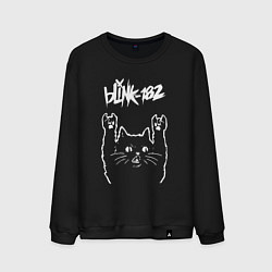 Свитшот хлопковый мужской Blink 182 Рок кот, цвет: черный
