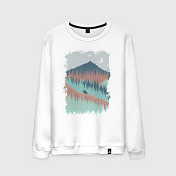 Свитшот хлопковый мужской Две медведика в горах, цвет: белый