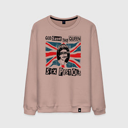Свитшот хлопковый мужской Sex Pistols - God Save The Queen, цвет: пыльно-розовый