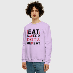 Свитшот хлопковый мужской Надпись: Eat Sleep Dota Repeat, цвет: лаванда — фото 2