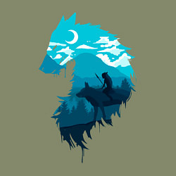 Свитшот хлопковый мужской Принцесса Мононоке волчий силуэт, цвет: авокадо — фото 2