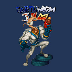 Свитшот хлопковый мужской Earth worm - Jim, цвет: тёмно-синий — фото 2