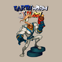 Свитшот хлопковый мужской Earth worm - Jim, цвет: миндальный — фото 2