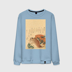 Свитшот хлопковый мужской Японская гравюра Карп, цвет: мягкое небо