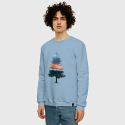 Свитшот хлопковый мужской Лес в ёлке, цвет: мягкое небо — фото 2