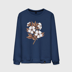 Свитшот хлопковый мужской Цветы хлопка в букете, цвет: тёмно-синий
