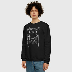 Свитшот хлопковый мужской Machine Head Рок кот, цвет: черный — фото 2