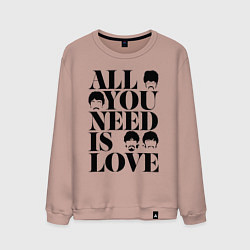 Свитшот хлопковый мужской ALL YOU NEED IS LOVE THE BEATLES, цвет: пыльно-розовый