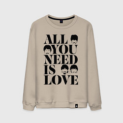 Свитшот хлопковый мужской ALL YOU NEED IS LOVE THE BEATLES, цвет: миндальный