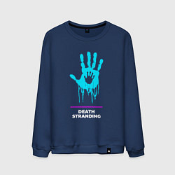 Свитшот хлопковый мужской Символ Death Stranding в неоновых цветах, цвет: тёмно-синий