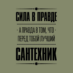 Свитшот хлопковый мужской Надпись: Сила в правде, а правда в том, что перед, цвет: авокадо — фото 2