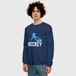 Свитшот хлопковый мужской Хоккей Силуэт спортсмена, цвет: тёмно-синий — фото 2