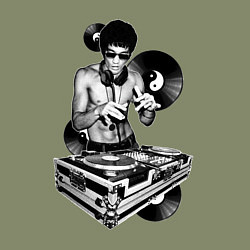 Свитшот хлопковый мужской Bruce Lee - Vinyl Dj, цвет: авокадо — фото 2