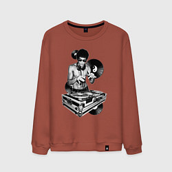Свитшот хлопковый мужской Bruce Lee - Vinyl Dj, цвет: кирпичный