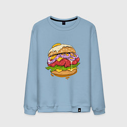 Свитшот хлопковый мужской Наимощнейший бургер, цвет: мягкое небо