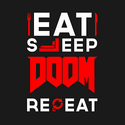 Свитшот хлопковый мужской Надпись Eat Sleep Doom Repeat, цвет: черный — фото 2