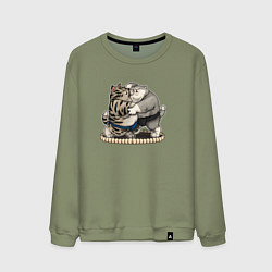 Свитшот хлопковый мужской КОТИКИ СУМОИСТЫ, цвет: авокадо
