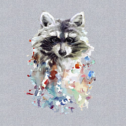 Свитшот хлопковый мужской Мордочка енота - акварель, цвет: меланж — фото 2