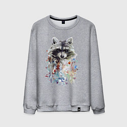Мужской свитшот Мордочка енота - акварель