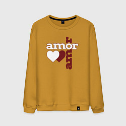 Свитшот хлопковый мужской Amor, Amor - два сердца, цвет: горчичный