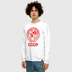 Свитшот хлопковый мужской Герб СССР: Советский союз, цвет: белый — фото 2