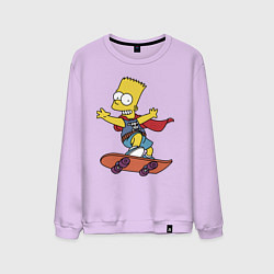 Свитшот хлопковый мужской Барт Симпсон - крутой скейтер, цвет: лаванда