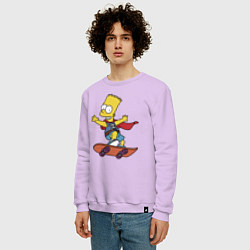 Свитшот хлопковый мужской Барт Симпсон - крутой скейтер, цвет: лаванда — фото 2